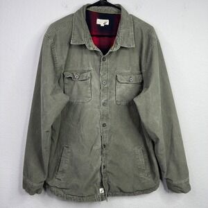 Fundamental Coast Shirt Jacket Men XL Green Corduroy Flannel Lined Cabin Shacket